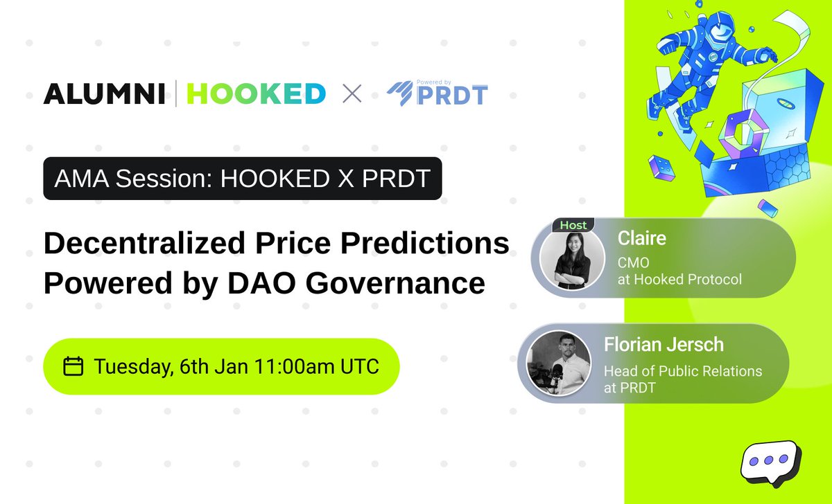HookedProtocol's tweet image. #NewEraofHOOKED #HookedonWeb3Mastery

HOOKED 2.0: Master Web3 via insightful talk with Web3 ecosystem giant, @PRDT_Finance, a decentralized price prediction platform!

In our latest initiative to enrich the Hooked social learning ecosystem, immerse yourself in an educational…