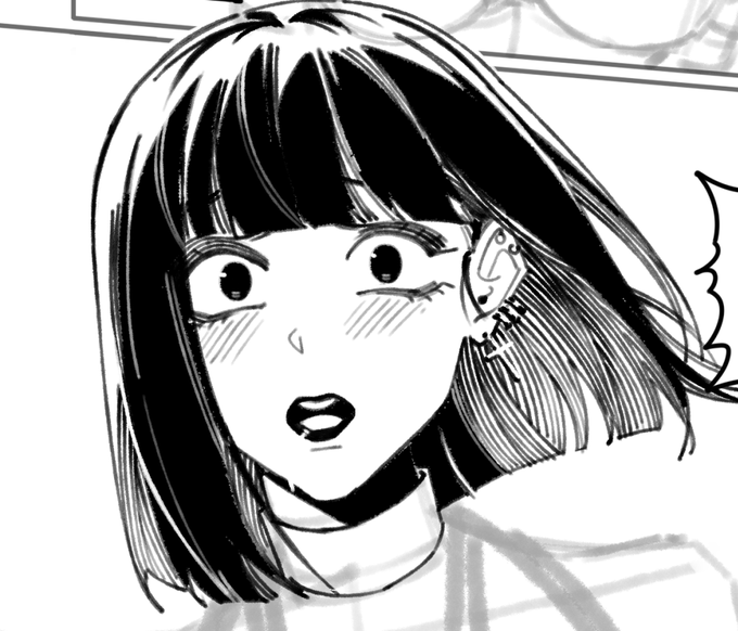 since she has red highlights inside her hair, i translate them into inking like this 