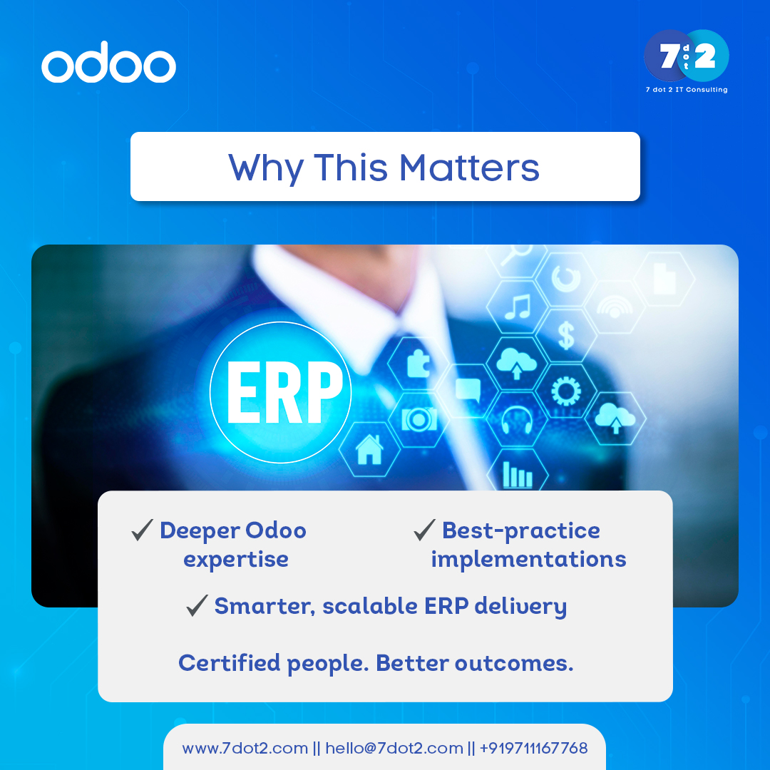 7dot2it's tweet photo. We’re strengthening our commitment to delivering smarter, scalable ERP solutions.
Contact us today to get started with Odoo ERP - implemented by certified experts.
#7dot2ITConsulting #OdooERP #OdooV18FunctionalCertification #ERPSolution #Certification #Partnership #Achievement https://t.co/ertehg5quX