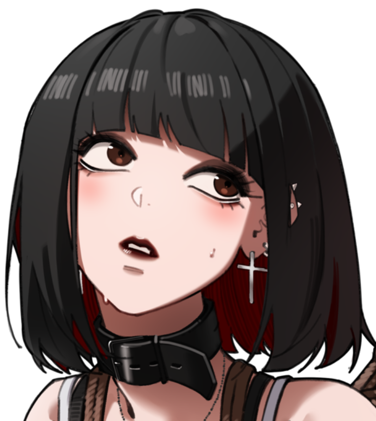 since she has red highlights inside her hair, i translate them into inking like this 