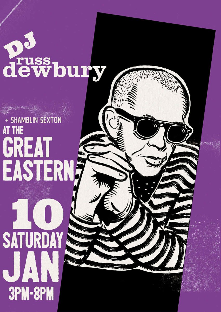 RussDewbury's tweet photo. Wishing you a belated Happy New Year and all the best for a great musical 2026. I'm kicking things off THIS  Saturday 10th Jan  at The Great Eastern 3 - 8pm
Together with head honcho Shamblin Sexton we'll be serving up a lush All Vinyl Saturday soundtrack. Hope you can join us X https://t.co/NSRfvXozay