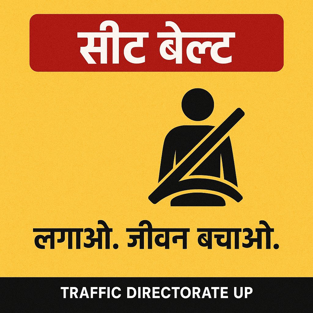 सीट बेल्ट का जो रखे ध्यान, सुरक्षित रहेगी उसकी जान।

चाहे दूरी हो कम या ज्यादा, सीट बेल्ट पहनने का करो वादा।