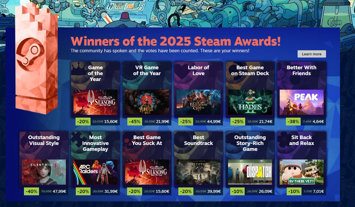 3j8km's tweet photo. Estos son los ganadores de 2025 Steam Awards https://t.co/aT5l53vNci