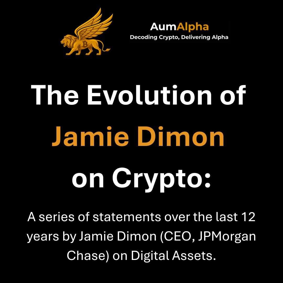 Aum_Alpha's tweet photo. From branding Bitcoin as a ‘fraud’ in 2014 to accepting it as ‘collateral’ against JP Morgan issued loans in 2025, Jamie Dimon’s decade-long shift shows how far institutional finance has moved on digital assets.

#AumAlpha #Bitcoin #Crypto #JPMorgan #JamieDimon #JPMC https://t.co/yaWWxmi3W9