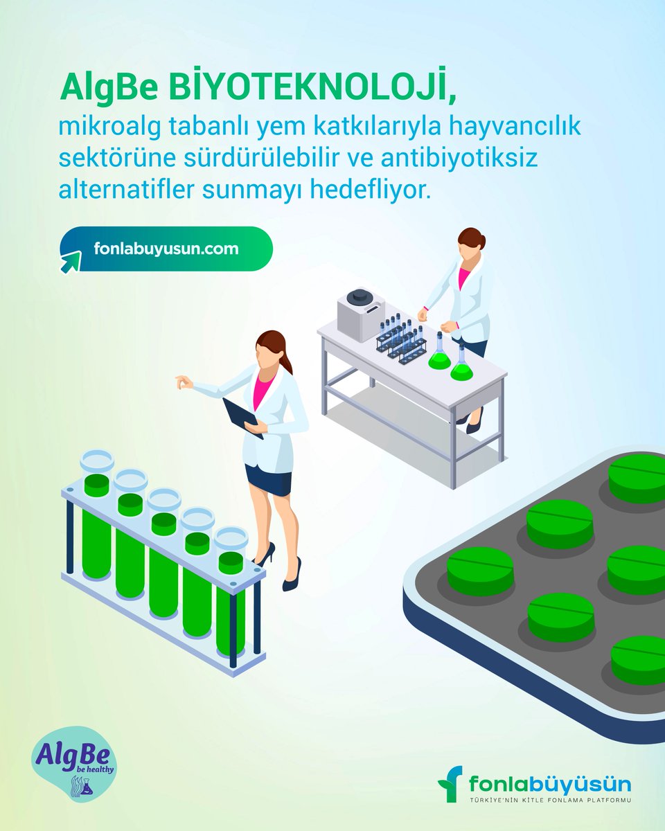AlgBe’nin mikroalg temelli yem katkıları; besi hayvanlarının et ve süt kalitesini artırır, bağışıklık ve gelişimini destekler.

AlgBe’nin yatırımcısı olmak için hemen fonlabuyusun.com ’a tıklayın.

#Fonlabüyüsün #Girişimci #Yatırımcı #AlgBeBiyoteknolojiProjesi