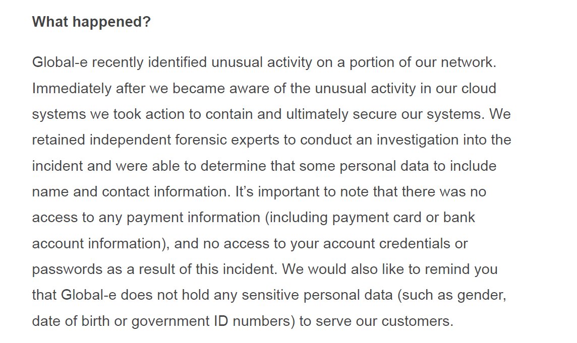 pcaversaccio's tweet image. so Ledger's payment processor Global-e got breached and name &amp;amp; contact information were leaked (none of the payment information fortunately but it doesn't make it better). This is all fucking insane - everything you do online will be fucking leaked one day, so don't use your real