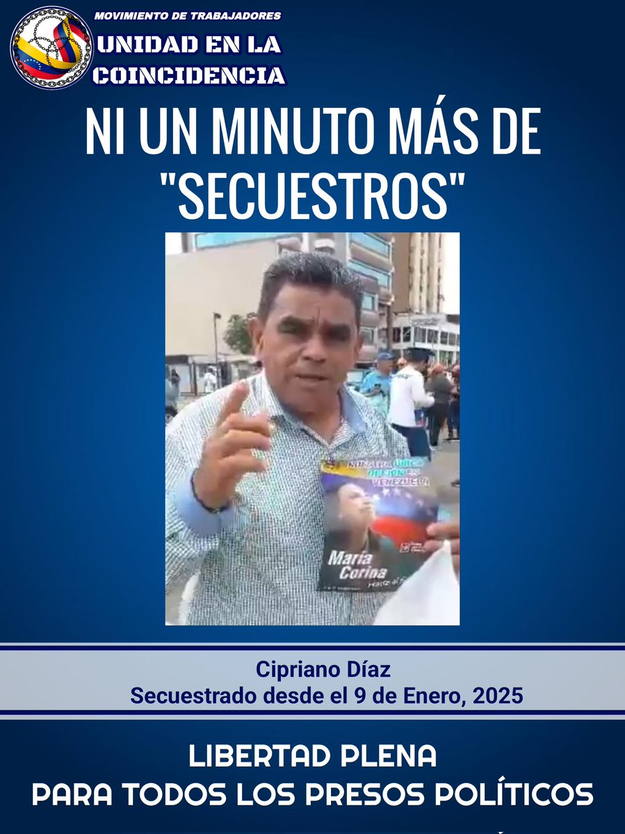 #05Ene2025 #Venezuela 
Exigimos la Libertad Plena para todos los Presos Políticos en Venezuela.
#GoodByeMaduroCtM
#WelcomeMaríaCorina
#WelcomeEdmundo
#ThankYouTrump