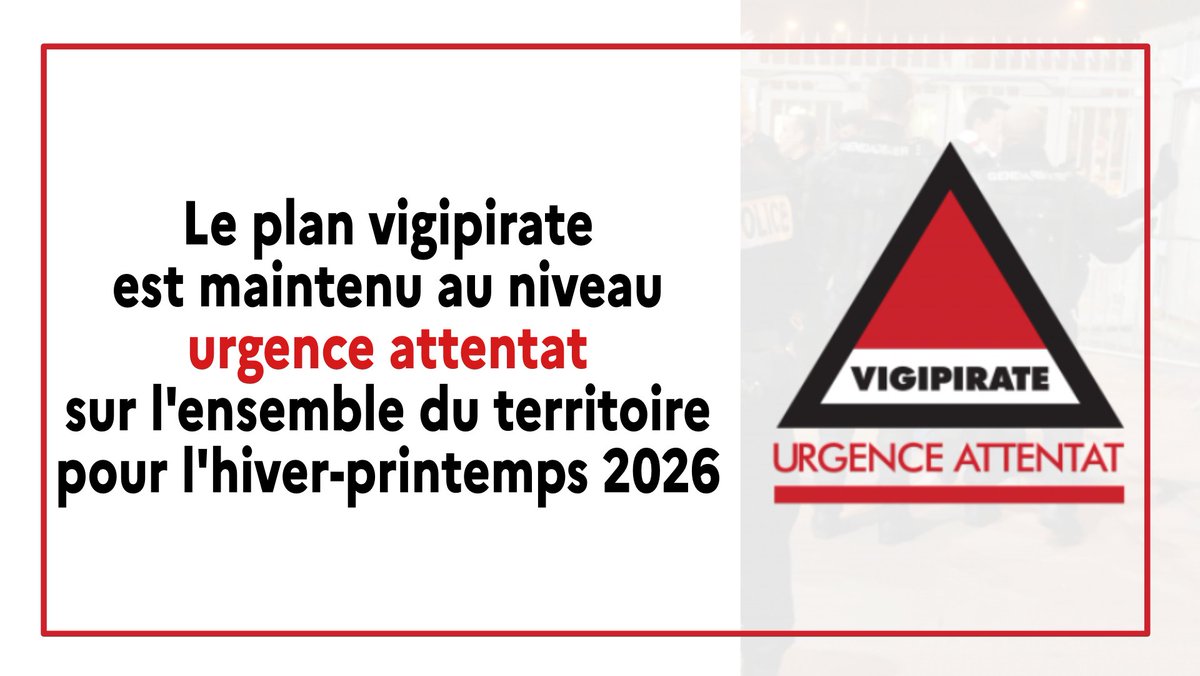 Prefet83's tweet photo. #Vigipirate | 🔴 La nouvelle posture Vigipirate pour l'hiver-printemps 2026 maintient l’ensemble du territoire national au niveau « urgence attentat » et s’applique jusqu’à nouvel ordre.
✅ Comment agir face à la menace terroriste 👉https://t.co/2SPcRsvLv8
☎ Premier réflexe, composer le 17 pour signaler aux forces de sécurité intérieure tout comportement suspect.
#TousVigilants