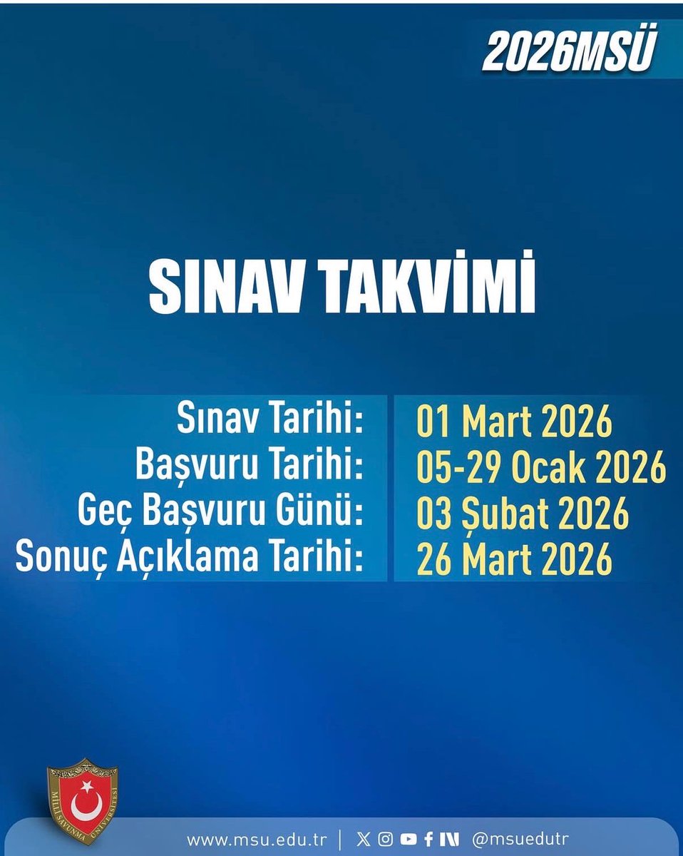 📢MİLLİ SAVUNMA ÜNİVERSİTESİ ASKERİ ÖĞRENCİ ADAY BELİRLEME SINAVI BAŞVURULARI BAŞLADI‼️ <a href="/TuranDgsn/">Turan DAĞAŞAN</a>