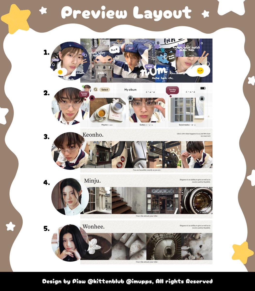 kittenblub's tweet image. 🍮💬 Help RT { Any interaction are appreciated! 🍪}

Layout Juhoon Keonho Cortis Minju Wonhee illit bisa ditake skrng melalui dm / tele &amp;gt;__&amp;lt;✨️📌 #zonauang