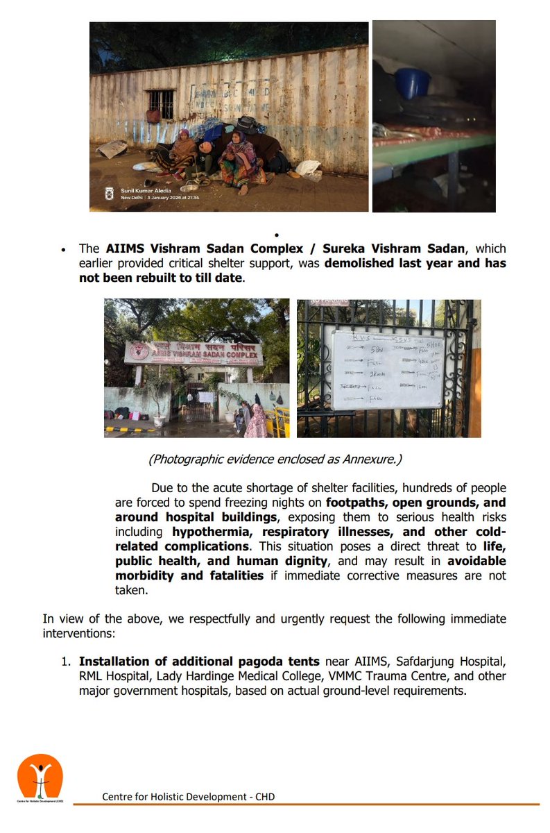 AlediaSunil's tweet photo. Urgent Request for Immediate Expansion of Pagoda Tents and Night Shelters Near Major Hospitals Due to Severe Cold Wave.

.@JPNadda 
@MoHFW_INDIA 
@LtGovDelhi 
@CMODelhi
@gupta_rekha 
@ashishsood_bjp 
@PMOIndia 
@India_NHRC 
@CHDIndia 
@aiims_newdelhi https://t.co/tWQLCeDpCw