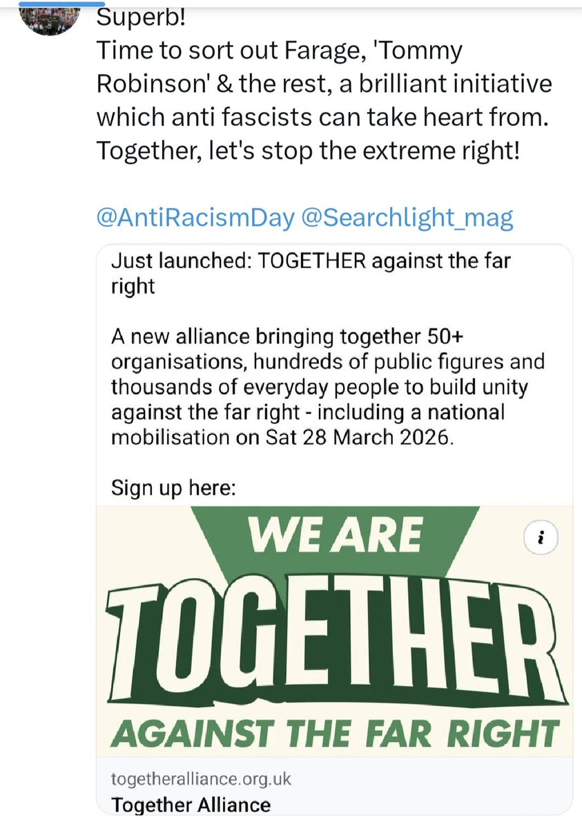 uaf's tweet image. Diary date for all anti fascists; March 28th.
See you in Central London.