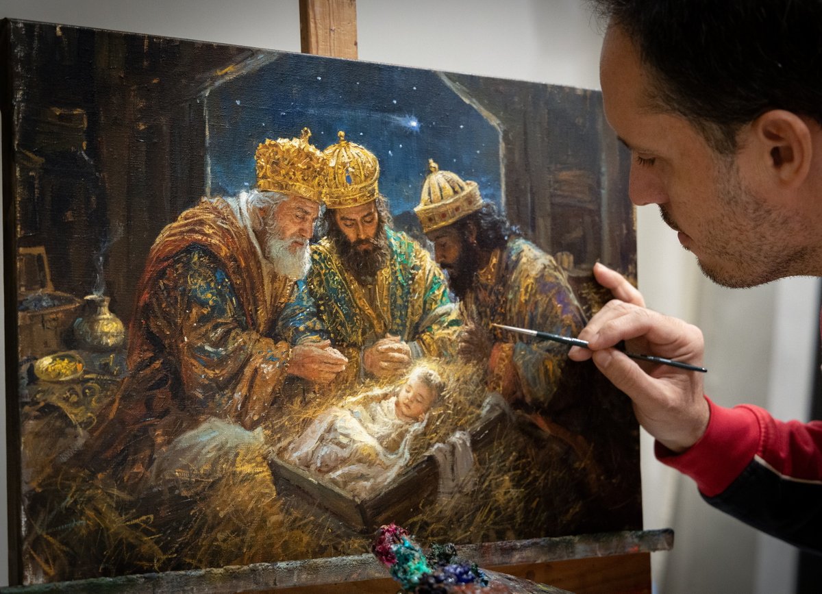 Pintura que se inspira en una noche tan especial como la de hoy.   

¡Feliz noche de los Reyes Magos!
