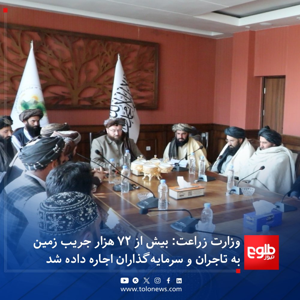 وزارت زراعت، آبیاری و مالداری در خبرنامه‌ای اعلام کرده که بر اساس قانون اجاره‌دهی زمین‌های امارتی، امارت اسلامی افغانستان به‌گونه رسمی روند اجاره‌دهی زمین‌ها را آغاز کرده است. در مرحله نخست، ۷۲ هزار و ۲۵۰ جریب زمین به سرمایه‌گذاران و تاجران به اجاره سپرده شده است.

بر بنیاد