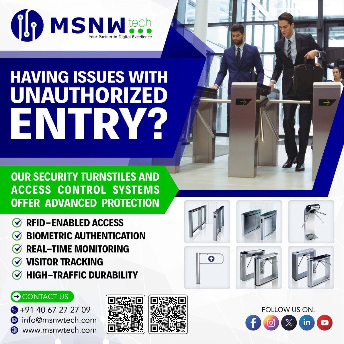 msnwtechpvtltd's tweet photo. 🔐 Smart Turnstiles &amp; Access Control for Enhanced Security! 🔐
📞 Contact Us Now!
📲 +91 88869 13131 | +91 83415 59649
📧 info@msnwtech.com
#SecurityTurnstiles #AccessControl #SmartSecurity #MSNWTech #PerimeterControl #Automation #BuildingSecurity #SmartSolutions https://t.co/zxaEpZSQbk