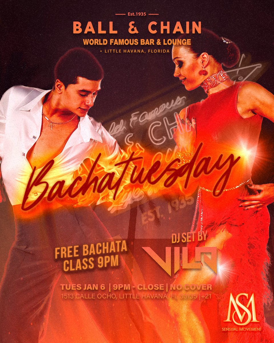 BallAndChainBar's tweet photo. TODAY: #LiveMusic NOW to 6 p.m., #HappyHour 4 to 7, #LiveJazz 6 to 9, then #MamboMondays with DJ Ivan + a FREE #SalsaClass &amp; #BachataClass, 9

TOMORROW: #Bachatuesday includes DJ Vila + a FREE #BachataLesson

#supportlocal https://t.co/kBdwIKSopr
🍍💚 https://t.co/OoSYb4oUv7