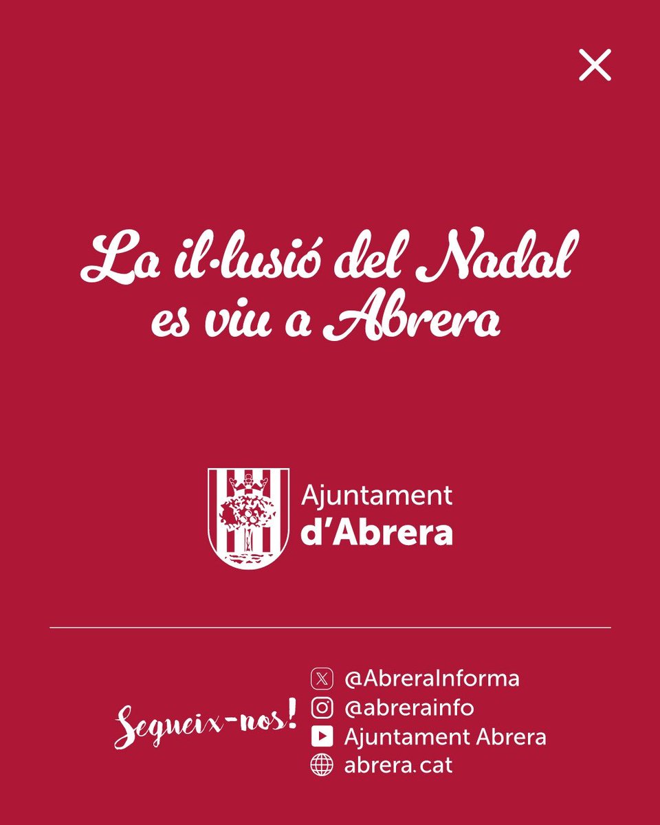 La il·lusió del Nadal es viu a #Abrera! ✨ 

Tot a punt per rebre Ses Majestats els Reis Mags d’Orient ✨ 

 La Cavalcada es manté segons l’horari i recorregut previst.  👑

📍 Aparcament del c. de Joan Miró 
🕔 A partir de les 17.45 h 

ℹ️ Anem informant.