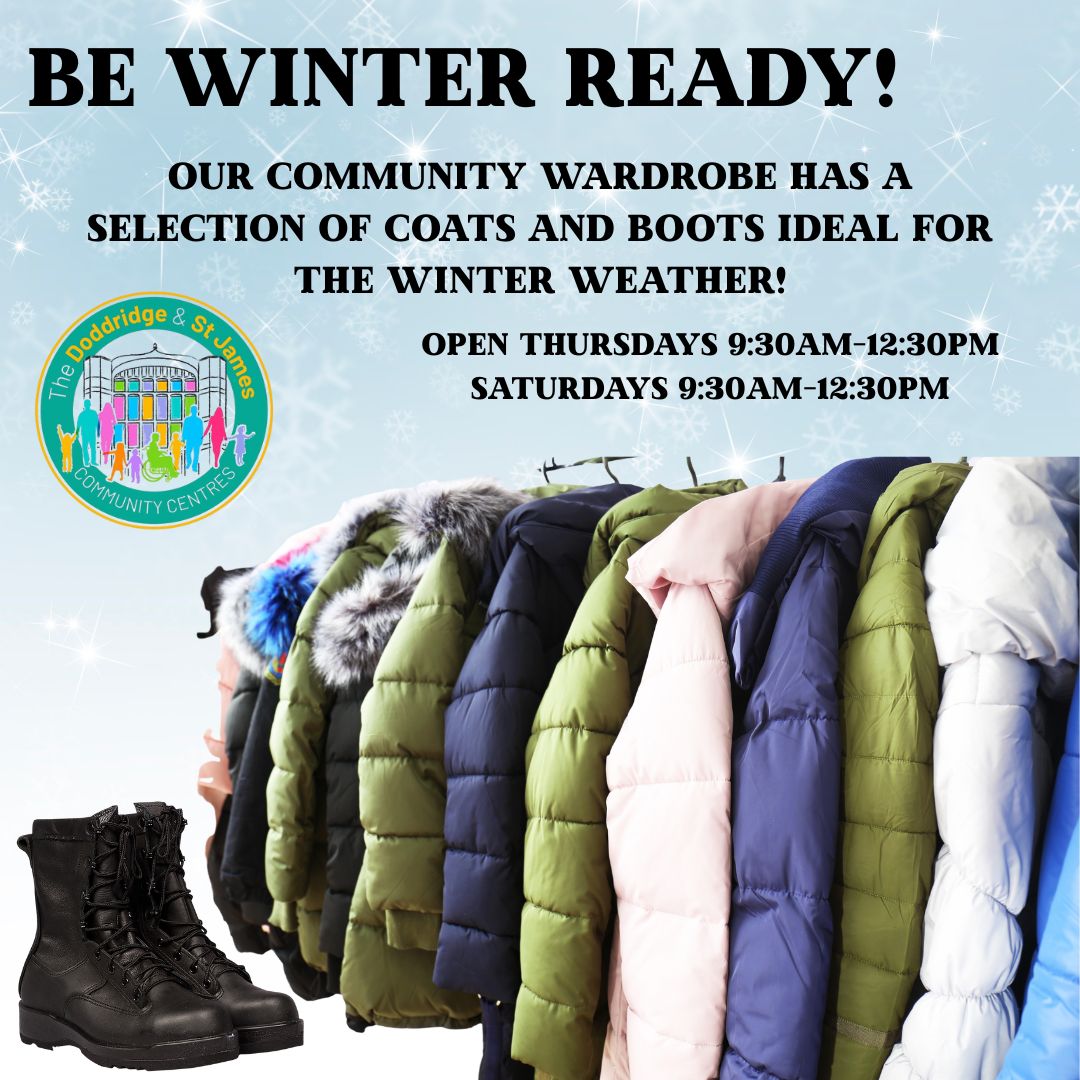 Brrr... well, we didn't expect the snow to greet us on our first day back! 

We have lots of coats, jumpers, &amp; boots available in our community wardrobe ready to find new homes! 

If you or someone you know is struggling this season, come on down and see how we can help!
