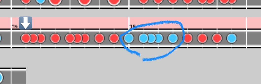 星崎様　確定 ここねー。最初の🔴を利き手で入るとk kkk kが逆手入りになって、前