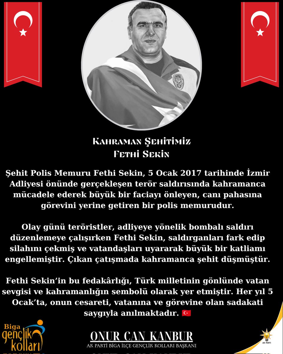 Kahraman Şehidimiz Fethi Sekin’i şehadetinin 9’uncu yılında rahmetle anıyorum.
Mekânı cennet olsun.