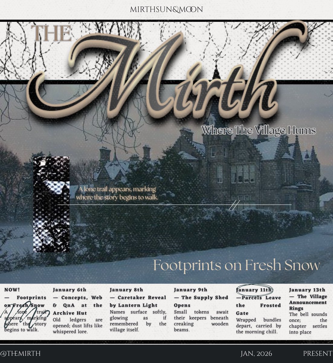 TheMirth's tweet image. 󠁽󠀮󠀮󠀠󠀠
⋆ ˖ ⏱︎. Time moves differently within the village. Only certain moments are meant to cross its threshold. 𝗙𝗼𝗹𝗹𝗼𝘄 𝘁𝗵𝗲 𝘁𝗶𝗺𝗲𝘁𝗮𝗯𝗹𝗲, and the gates will open when you are meant to arrive.
󠁽󠀮󠀮󠀠󠀠