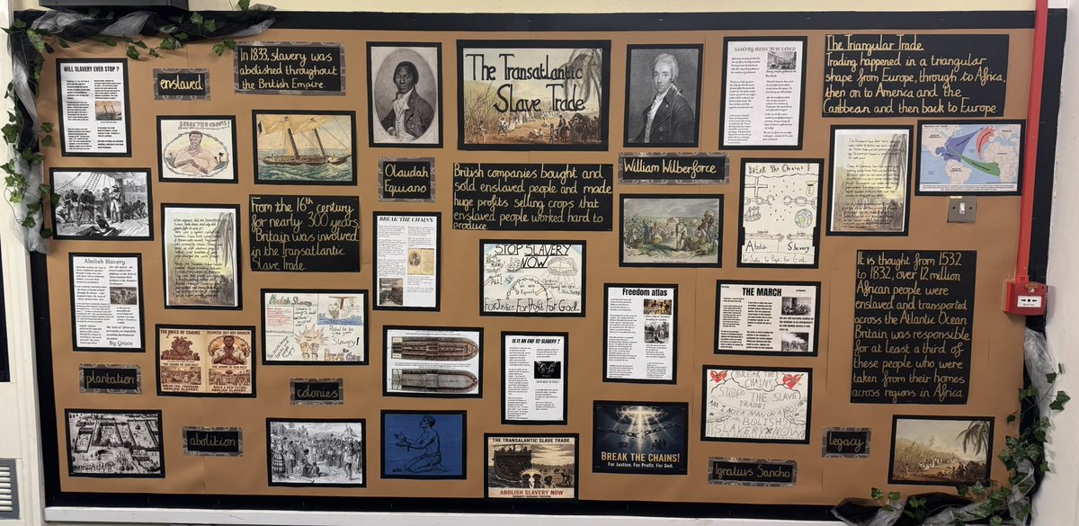 Y5Auckley's tweet image. Here is our completed display which showcases Year 5’s amazing, thought-provoking work on ‘The Transatlantic Slave Trade’. We are so proud of the children and their incredible work. 
#display #publishedwriting