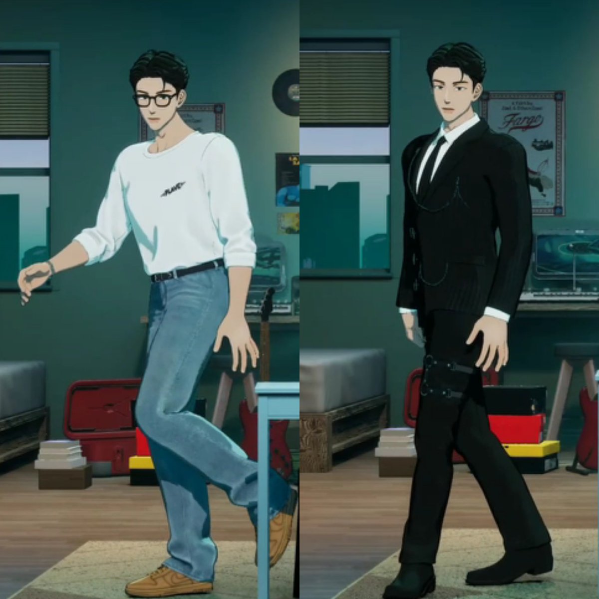 mr. handsome smart                        mr. ceo the owner 
introvert nerd                                       of company