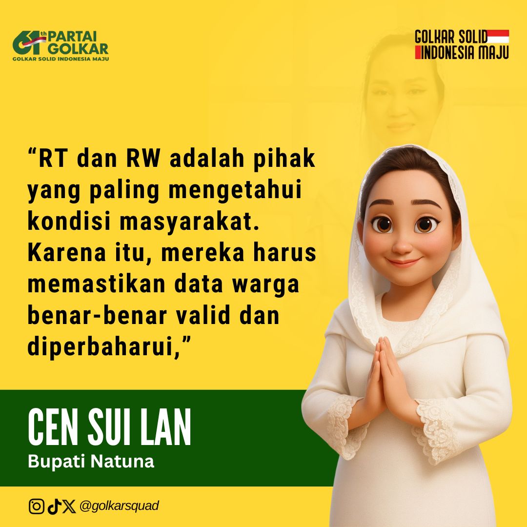 Bupati Natuna Cen Sui Lan Minta Desa Perbarui Data Desil 1 agar Bantuan Tepat Sasaran 

Bupati Natuna, Cen Sui Lan 

golkarpedia.com/bupati-natuna-… 

#61TahunGolkar #partaigolkar #golkarpedia #bahlillahadalia #censuilan