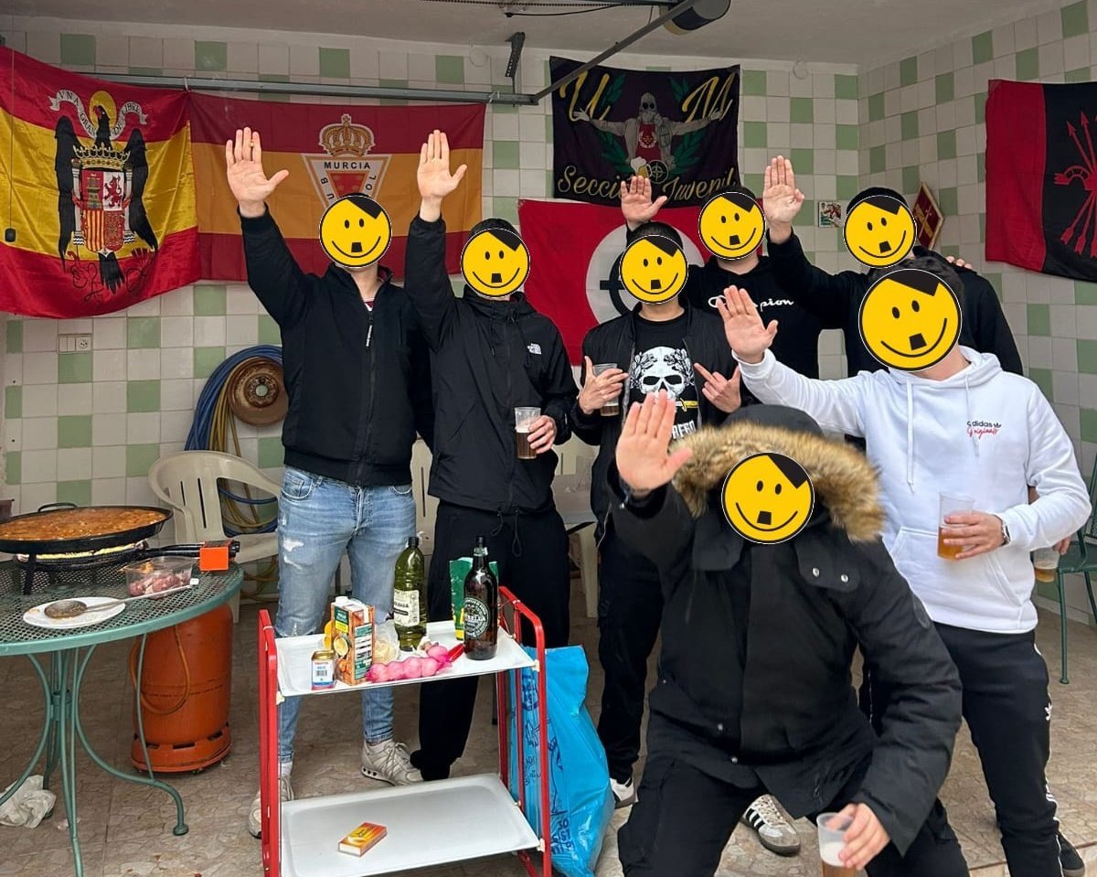 A photo shared by Real Murcia CF ultras. 

In Spain, if you exclude the autonomous regions, the terraces of Spanish clubs are largely dominated by neo-nazi fascist scum who proudly flaunt their admiration for Hitler. Franco’s bastards.