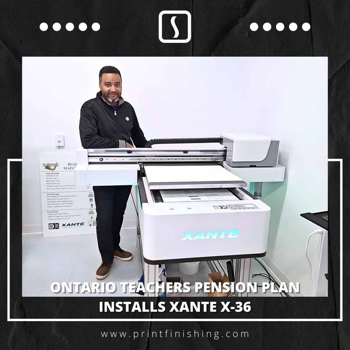 The Ontario Teachers’ Pension Plan Printing Department in downtown Toronto handles in-house print production for internal communications. To improve efficiency and stay current with technology, Jermaine Craig recently added the Xante X-36 flatbed UV printer.