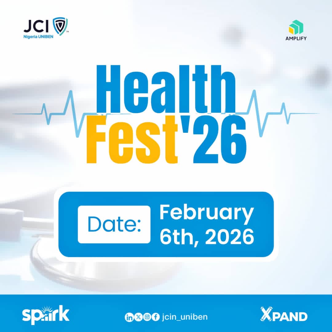 jci_uniben's tweet photo. IT'S OFFICIAL!!!🤩

The wait is over; the date for JCIN UNIBEN Healthfest has been unveiled, February 6th.

More details coming soon, so stay tuned!

#Healthfest'26
#XPAND
#SPARK
#AMPLIFY
#JCINUNIBEN
#JCINigeriaCollegiate
#JCINigeria
#JCI https://t.co/q0JWXJkTvY