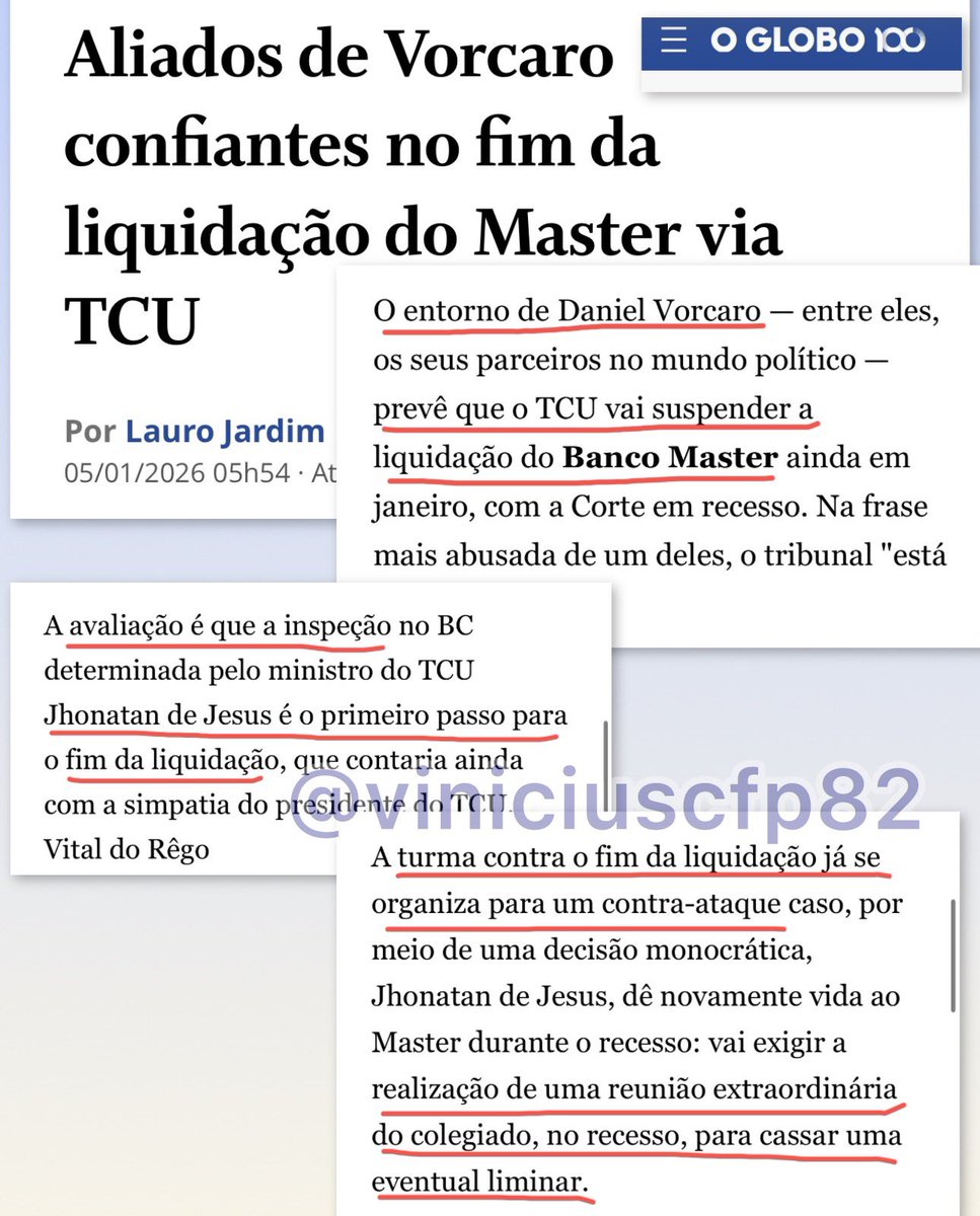 O clima está tenso no TCU, já que a ala que é contra o fim da liquidação do Banco Master prepara um contra-ataque caso uma decisão monocrática derrube a liquidação.