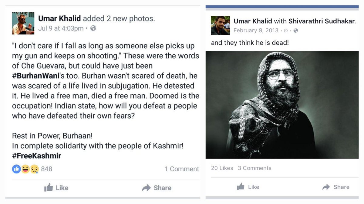 Umar Khalid :

-Supported Burhan Wani 
-Supported Afzal Guru
-Raised Bharat tere tukde Honge slogans
-Wanted Kashmir to be free from India
-Conspired Delhi riots in which many innocent Hindus were kiIIed

Anyone who supports him is a potential terrorist....
