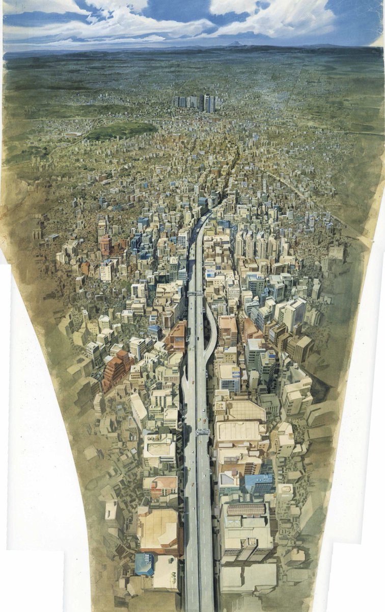 多分この背景画だったと思いますが、学生時代にスタジオ見学に行った時、入り口のドアに貼ってありました（ドアと同じくらいのサイズ）3日で描いたと聞いてプロは怖いなぁと思いました😅#アキラ