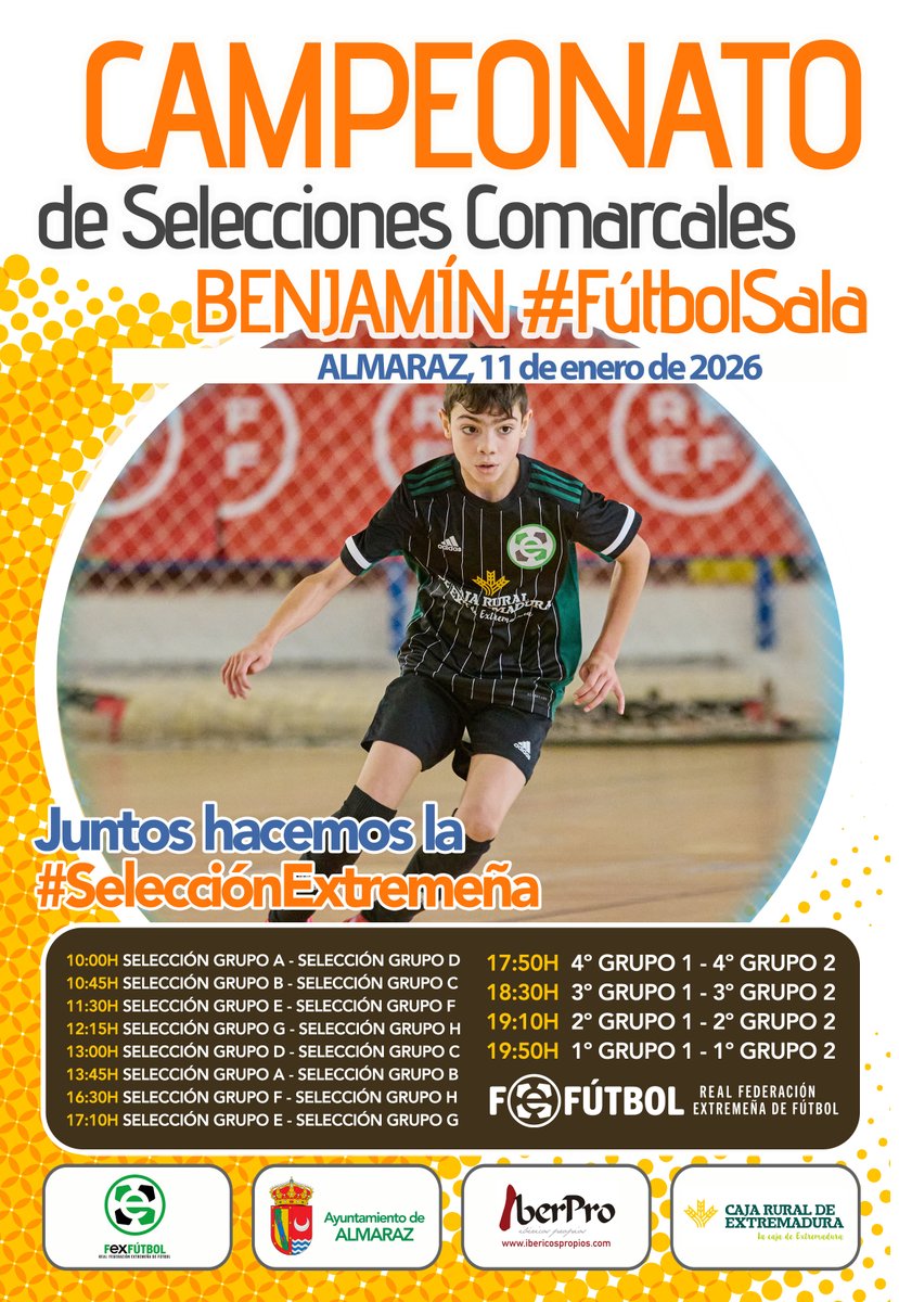 FedExFutbol's tweet image. 🥅 | #FútbolSala |

📌Publicadas las convocatorias definitivas para el campeonato de 🎖𝐒𝐄𝐋𝐄𝐂𝐂𝐈𝐎𝐍𝐄𝐒 𝐂𝐎𝐌𝐀𝐑𝐂𝐀𝐋𝐄𝐒 Benjamín Fútbol Sala que se disputará en 📍Almaraz el 11 de enero.

🔗+INFO 👉goo.su/9nBOLJ8

#Extremadura💚🤍🖤
#JugamosEnEquipo