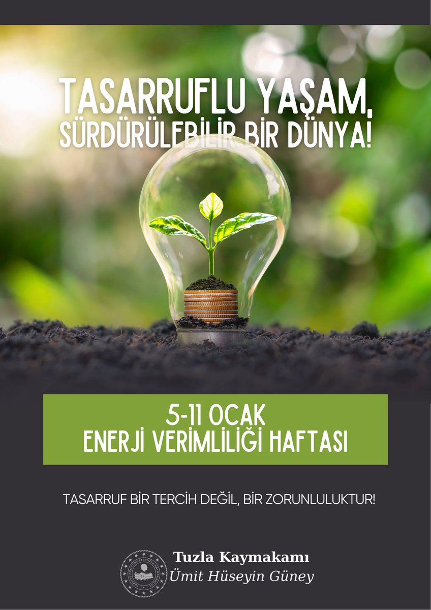 Enerji tasarrufu bugünün gereği, yarınların teminatıdır.🌿⚡Enerji Verimliliği Haftası Kutlu Olsun!♻️

#EnerjiTasarrufuHaftası #EnerjiVerimliliği #YeşilGelecek💚
