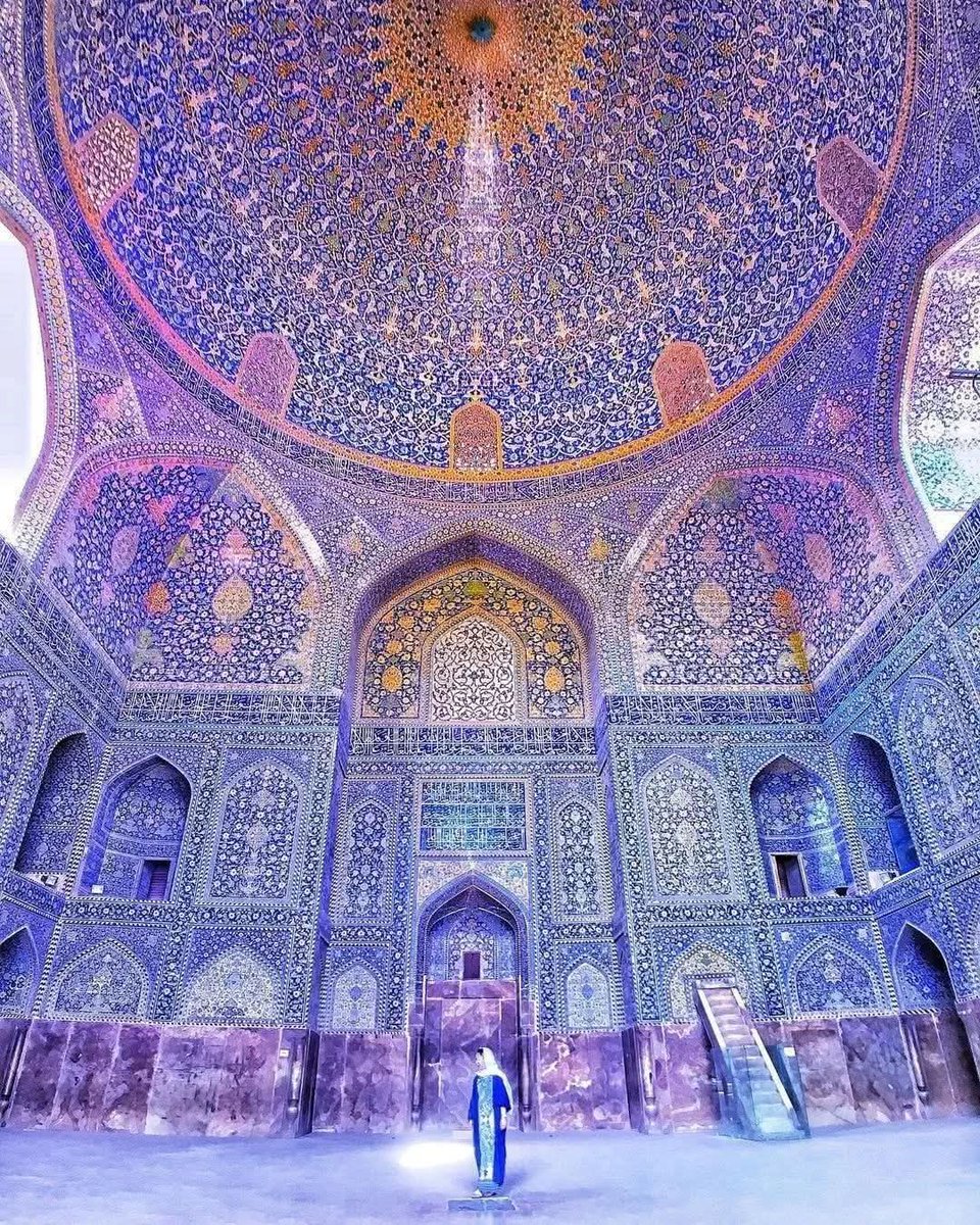 The magnificent interior of the Shah Mosque in Isfahan, Iran.