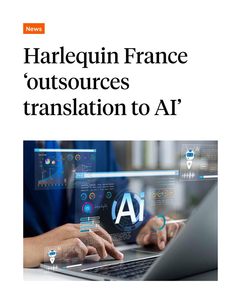 Harlequin’s French division is reportedly transitioning to AI-generated translation, according to a letter published by The French Literary Translators Association and the collective En Chair et en Os (In Flesh and Bone: For Human Translation) 👇