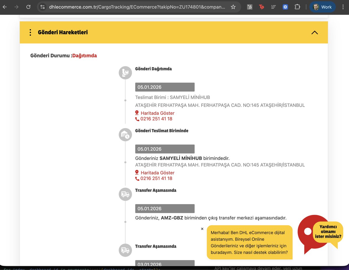 Saat bilgisini arayüzde saklamak, operasyonu yeterince ölçemediğinizin (ya da ölçmek istemediğinizin) bir göstergesi olabilir mi sevgili DHL? 

Son kullanıcı bu belirsizlikten ne kadar mutlu olur? 

<a href="/DHLeCommerceTR/">DHL eCommerce Türkiye</a> <a href="/DHLeComDestek/">DHL eCommerce Türkiye Destek</a> #lojistik