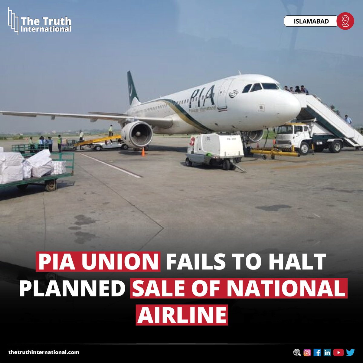 ttimagazine's tweet image. PIA Union Fails to Halt Planned Sale of National Airline

CLICK HERE: thetruthinternational.com/pia-union-fail…

#PIAUnion #Fails #Halt #Planned #Sale #NationalAirline #Islamabad #TTI