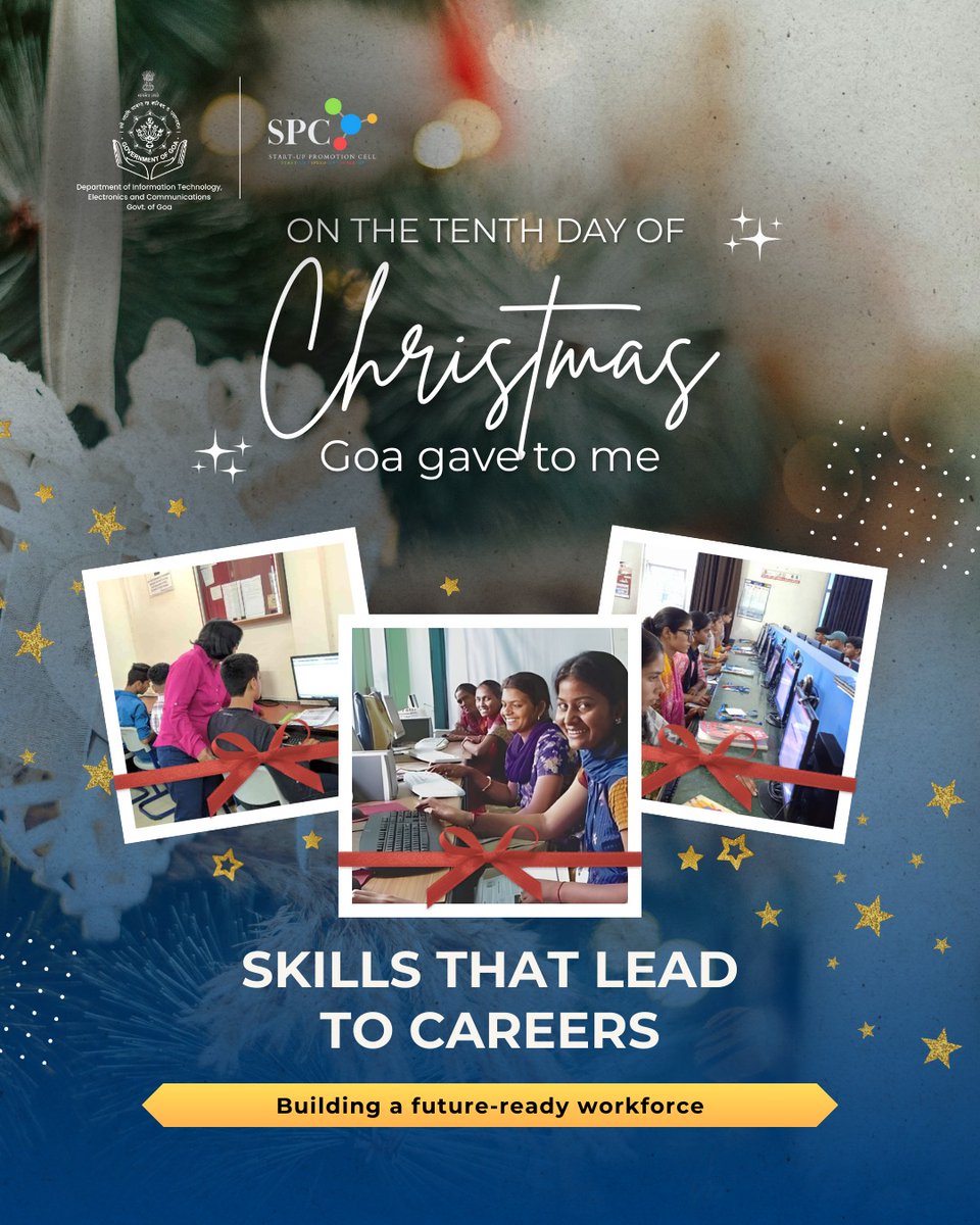 From learning to earning

Goa is investing in skills that open doors to meaningful careers and a future ready workforce.

#EmpoweredInGoa #12DaysOfChristmas