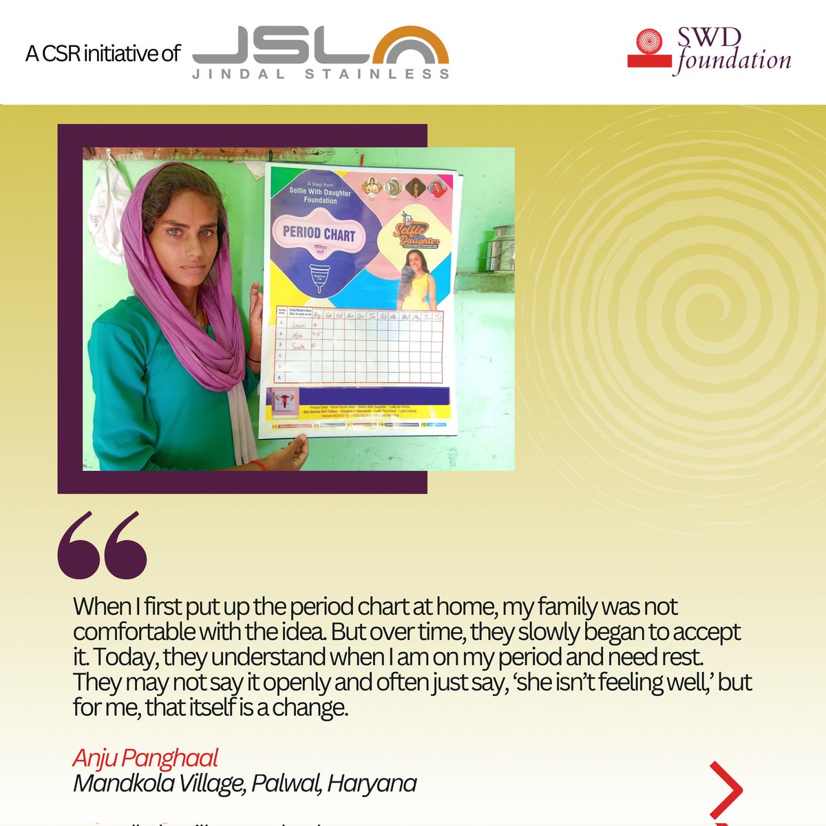 SWDfoundation's tweet photo. @Jindalstainlesssteel
@deepikajindal
#PeriodCharts #MenstrualHealth #PeriodEquity #Periods #CSR #GrassrootsImpact #SWDFoundation #JindalStainless https://t.co/f08WEDCTnF