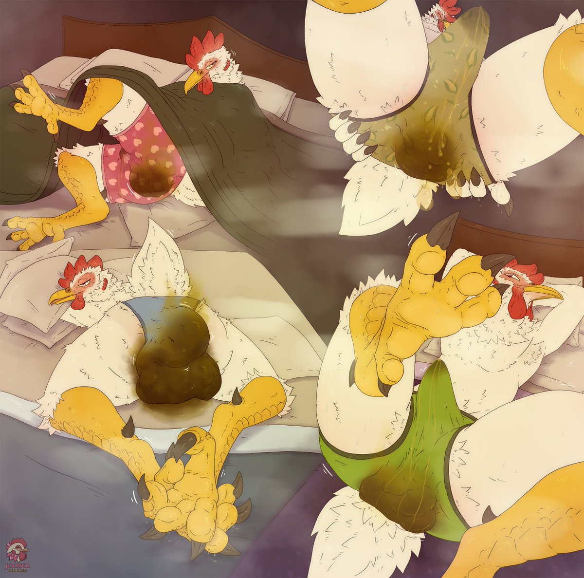 CW: SCAT

Old as heck sketch that I never got to post! Whoops!
My rooster boy in his very soiled undies.