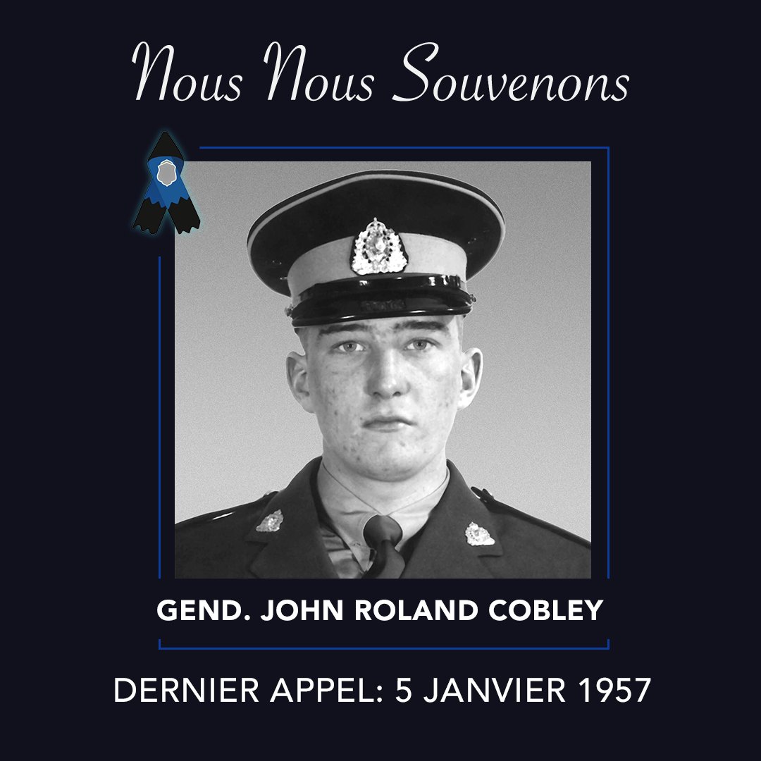 We remember Cst. John Roland Cobley, who succumbed to injuries he received after being struck by a vehicle near Salmon Arm, British Columbia, on January 5, 1957. #RCMPNeverForget
---
Nous nous souvenons du gend. John Roland Cobley, qui a succombé à ses blessures après avoir été