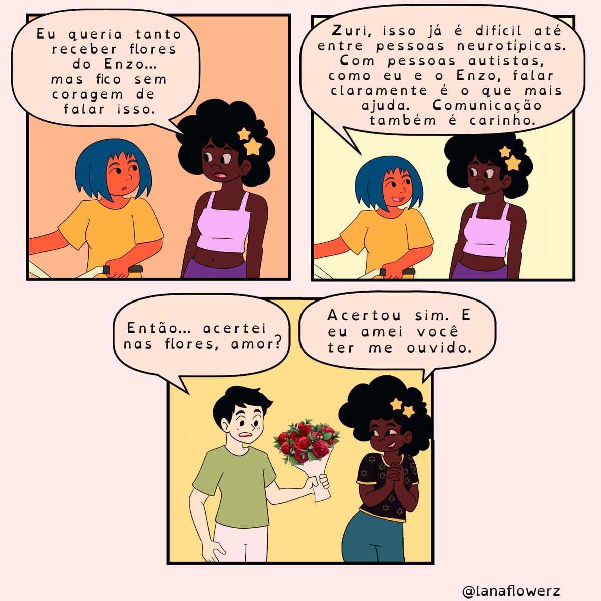 lanaflowerz's tweet image. Comunicar o que a gente sente também é uma forma de carinho.
Primeira tirinha do ano ✨