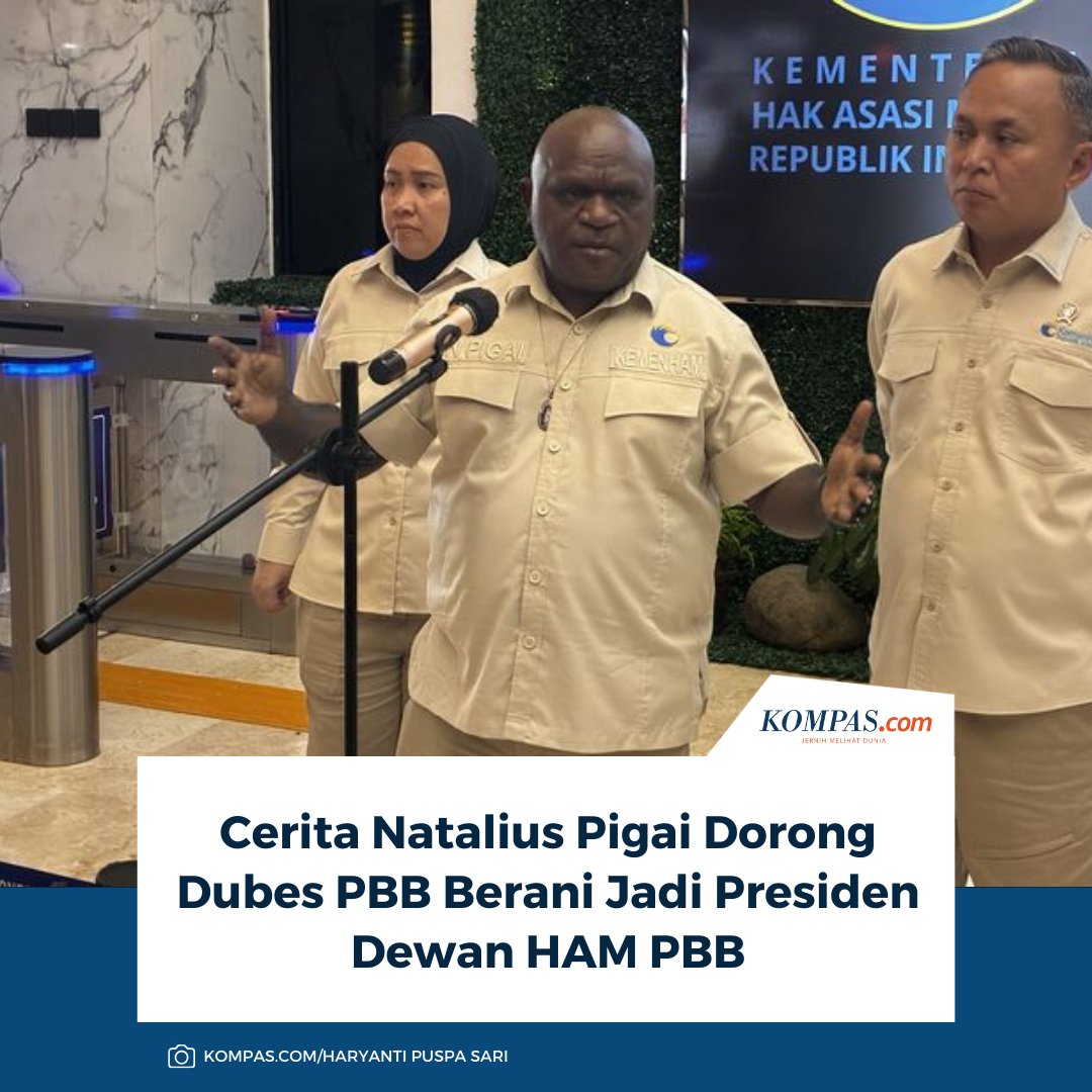 kompascom's tweet image. Menteri Hak Asasi Manusia (HAM), Natalius Pigai, menyampaikan cerita perjalanan Indonesia hingga sampai menjadi kandidat kuat Presiden Dewan HAM Perserikatan Bangsa-Bangsa (PBB).

Baca di sini: nasional.kompas.com/read/2026/01/0…

~AA #NataliusPigai #PBB #Dubes
