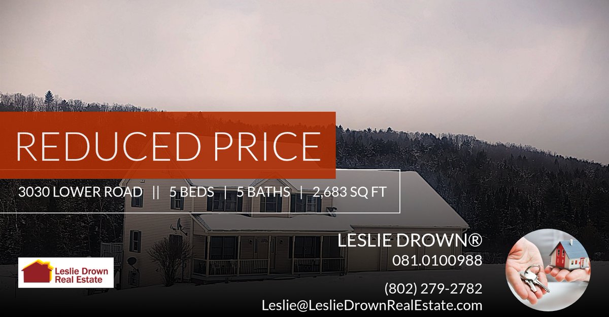 LeslieDrown's tweet photo. 📍 Reduced Price 📍 This recently reduced home at 3030 Lower Road in Plainfield won't last long, so, don't wait to set up a showing! Reach out here or at (802) 279-2782 for more information!

Leslie Drown, Broker/Owner
Leslie Drown... https://t.co/8jt4UMk3md https://t.co/mS2qrL6o9S