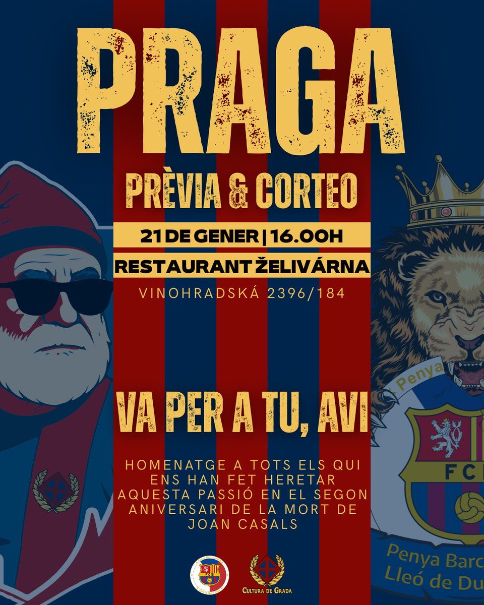 FCBGRADA's tweet photo. 🚨Previa per Praga

Màxima difusió als desplaçats!

Un partit que pot decidir moltes coses.

Som-hi BARÇA!! 🔴🔵🏴󠁧󠁢󠁥󠁮󠁧󠁿 https://t.co/8aPHhzKE0E