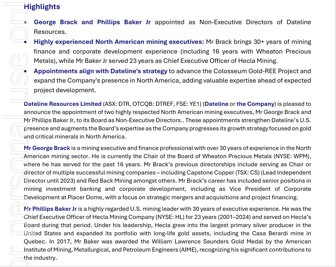 $DTREF .159...

Have to love these appointments, methodical steps continue to build a giant...

Earnings right around the corner with our Gold assets and more discoveries imo.