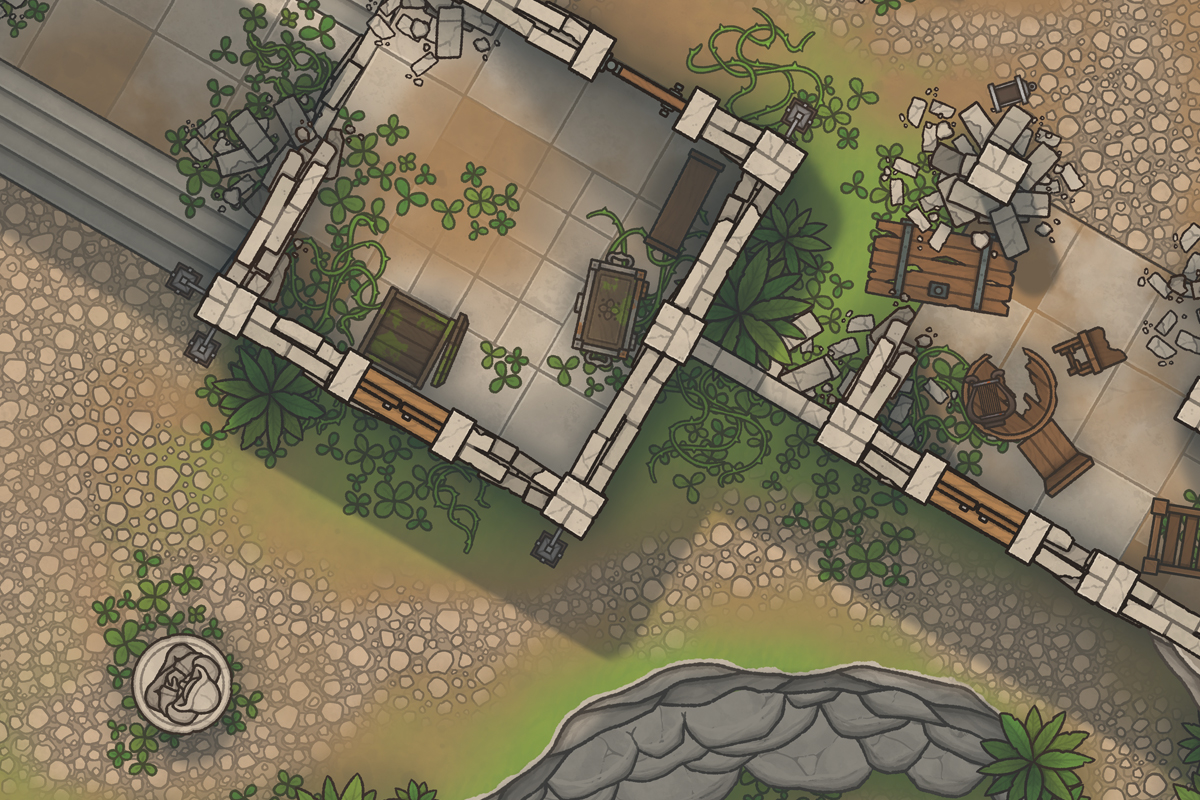 Four closeups from my next map: the Mountain Monastery Ruins!

Once bustling with life, now a peaceful ruin reclaimed by nature. Arguably it is still a monastery- just to the gods of nature, rather than the gods of civilisation.